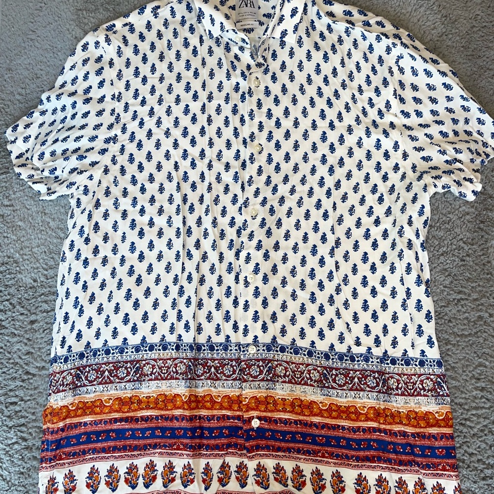 Zara Paisley Shirt with Multicolor Hem
